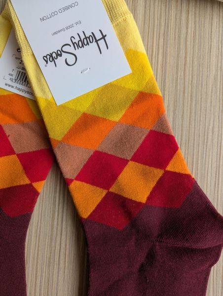 Шкарпетки чоловічі Happy Socks коричневі Ромб демісезонні фото