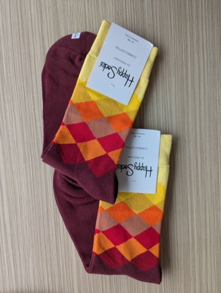 Шкарпетки чоловічі Happy Socks коричневі Ромб демісезонні фото