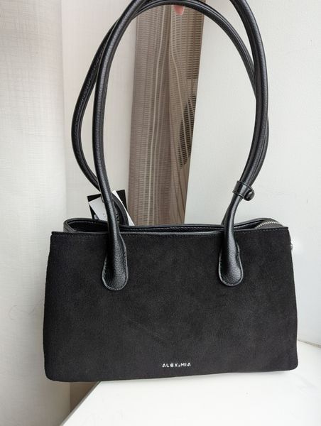 Жіноча сумка Alex&Mia CD-9571-AAA чорна натуральна замша/екошкіра 18х10х30 фото