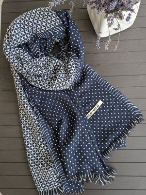Жіночий шарф Fashion темно-синій Горох 65x210 см фото