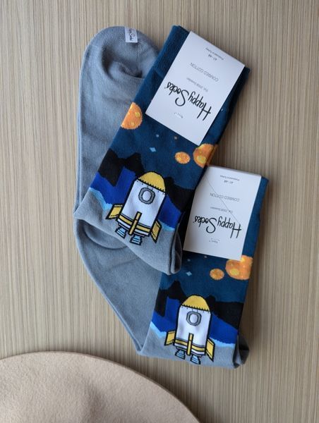 Шкарпетки чоловічі Happy Socks сірі Космос демісезонні фото