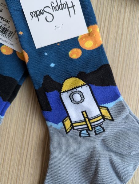 Шкарпетки чоловічі Happy Socks сірі Космос демісезонні фото