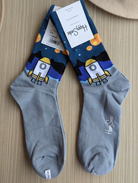 Шкарпетки чоловічі Happy Socks сірі Космос демісезонні фото