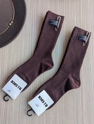 Шкарпетки жіночі D.L Sock коричневі Булавка+Стрази демісезонні фото