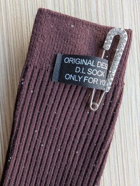 Шкарпетки жіночі D.L Sock коричневі Булавка+Стрази демісезонні фото