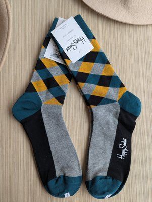 Шкарпетки чоловічі Happy Socks темно-зелені Ромб демісезонні фото
