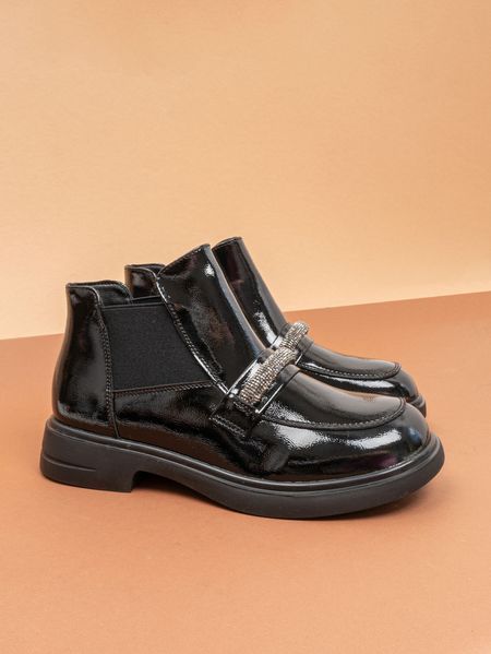Жіночі черевики челсі Allsy E61653-330 чорні демі лак фото