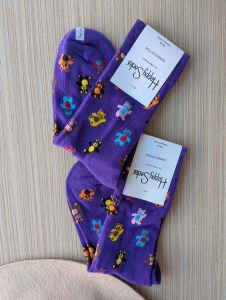 Шкарпетки жіночі Happy Socks фіолетові Ведмежата демісезонні фото