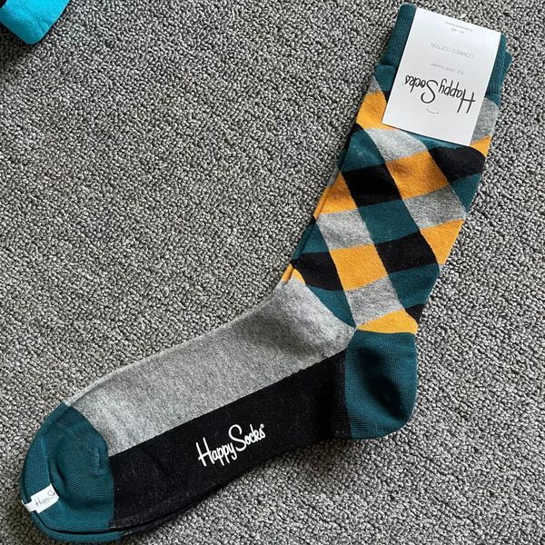 Шкарпетки чоловічі Happy Socks темно-зелені Ромб демісезонні фото