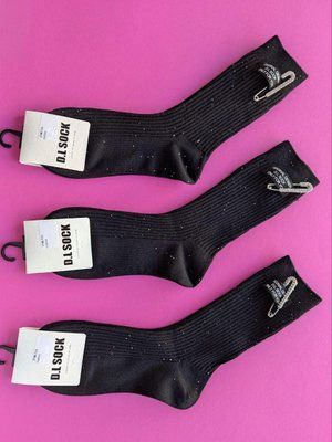 Шкарпетки жіночі D.L Sock чорні Булавка+Стрази демісезонні фото