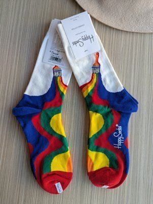Шкарпетки жіночі Happy Socks білі Фарби демісезонні фото