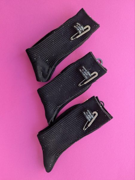 Шкарпетки жіночі D.L Sock чорні Булавка+Стрази демісезонні фото